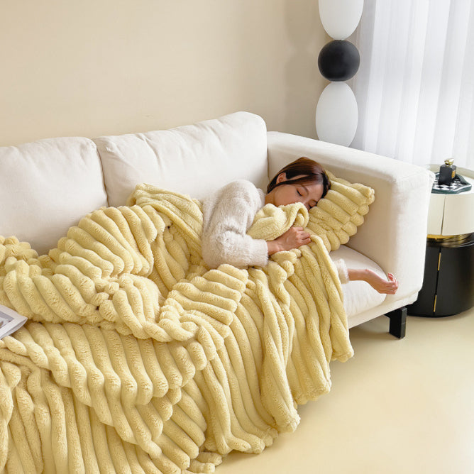 Double-sided bubble velvet fur blanket thick warm cover throw | ideal for all seasons