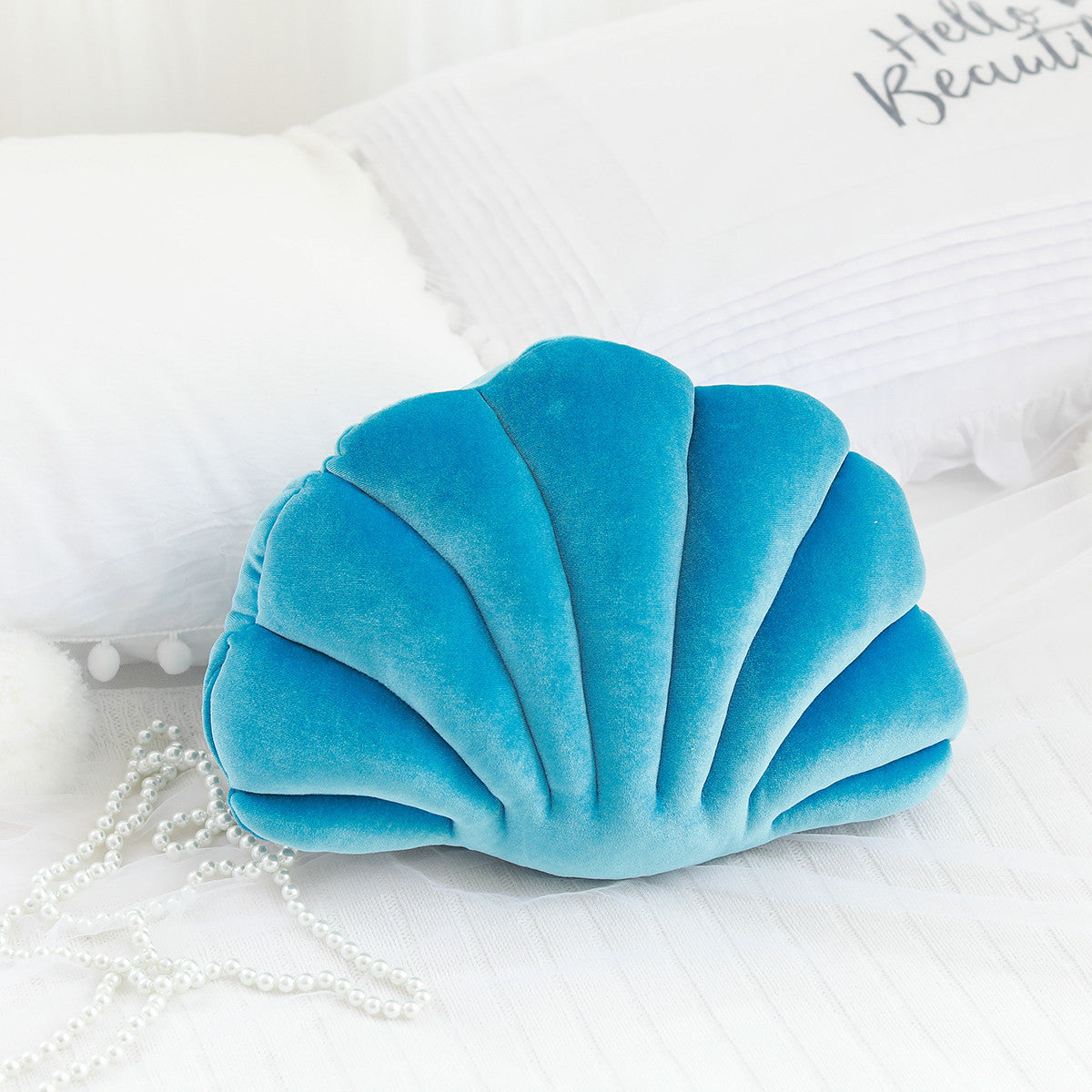 Shell shaped plush nap pillow with pp cotton filling