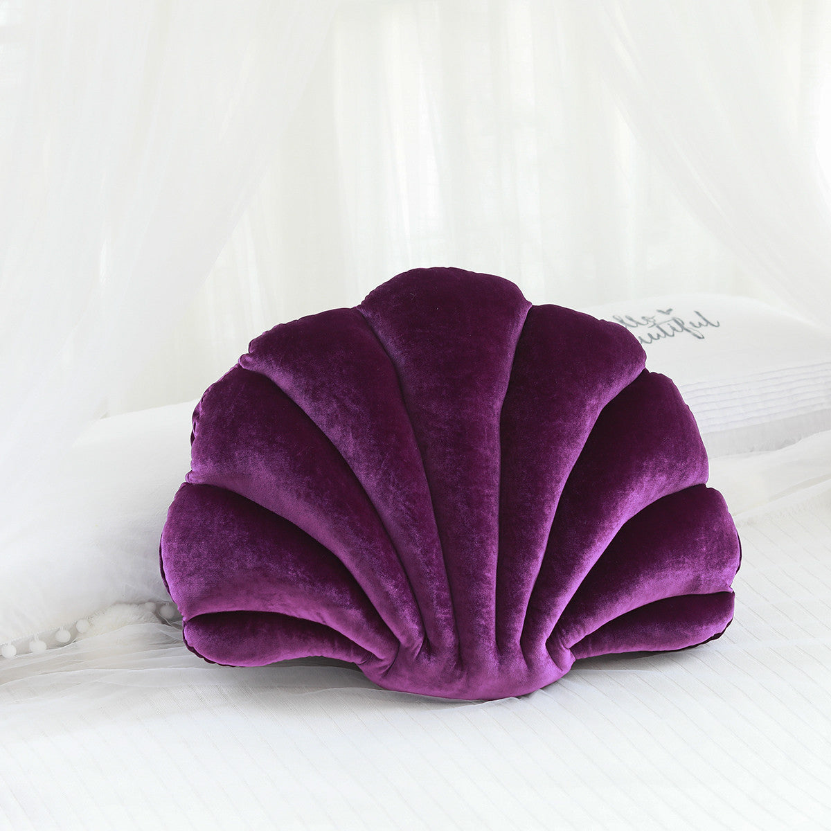 Shell shaped plush nap pillow with pp cotton filling