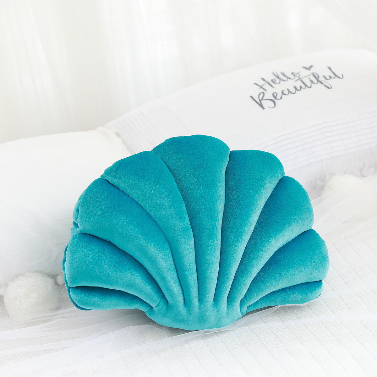 Shell shaped plush nap pillow with pp cotton filling