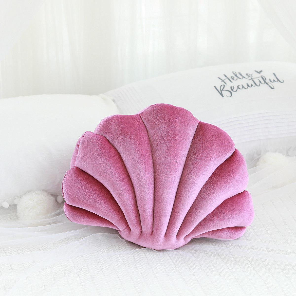 Shell shaped plush nap pillow with pp cotton filling