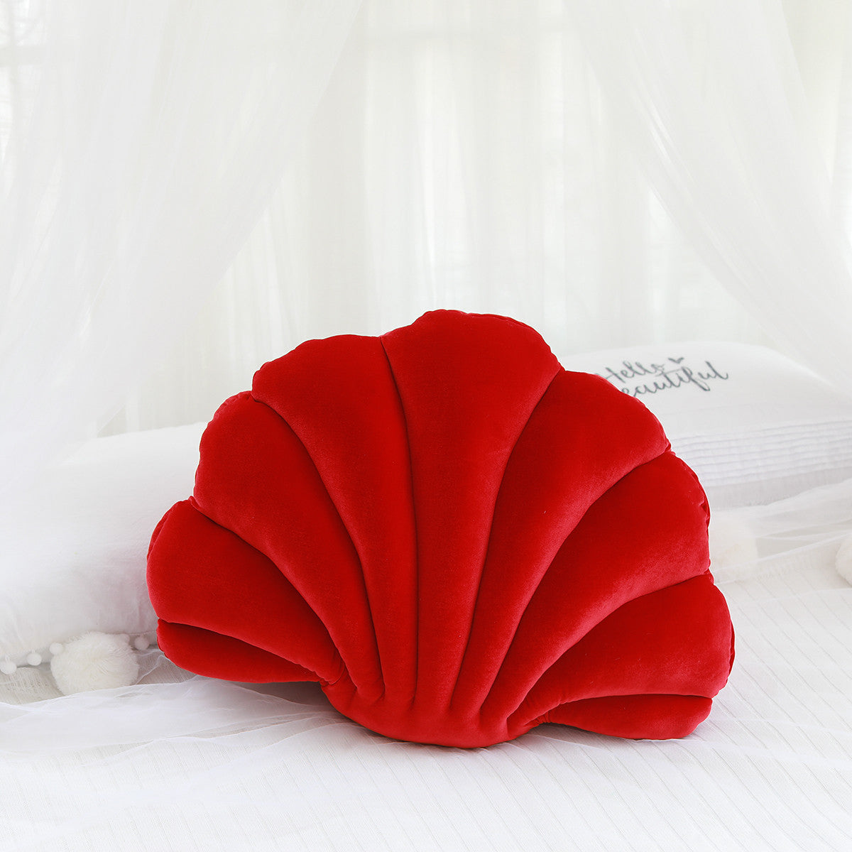 Shell shaped plush nap pillow with pp cotton filling