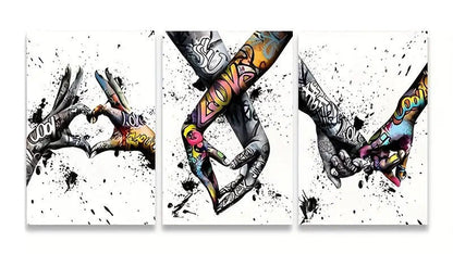 Three-piece floral inkjet canvas print frameless set