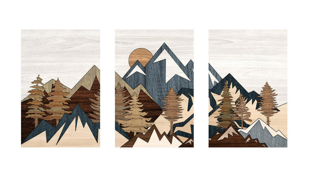 Three-piece floral inkjet canvas print frameless set