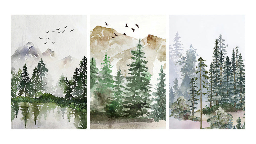 Three-piece floral inkjet canvas print frameless set