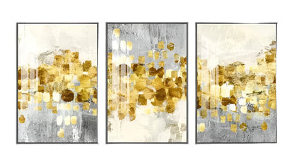 Three-piece floral inkjet canvas print frameless set