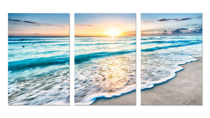 Three-piece floral inkjet canvas print frameless set