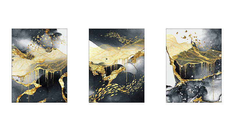 Three-piece floral inkjet canvas print frameless set