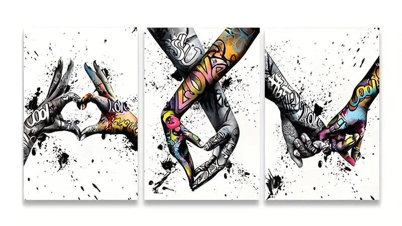 Three-piece floral inkjet canvas print frameless set